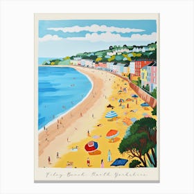 Poster Of Filey Beach, North Yorkshire, Matisse And Rousseau Style 1 Canvas Print