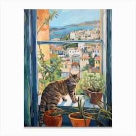 Cat On A Window Sill Canvas Print