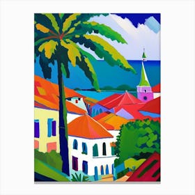 Martinique Colourful Painting Tropical Destination Canvas Print