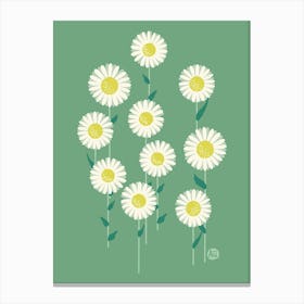 Sweet Daisies [green] 1 Canvas Print