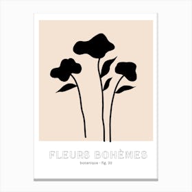 Fleur Bohemes Boho Flowers Botanique Black Canvas Print