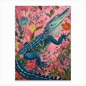 Floral Animal Painting Alligator 4 Canvas Print