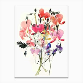 Bleeding Heart 2 Collage Flower Bouquet Canvas Print