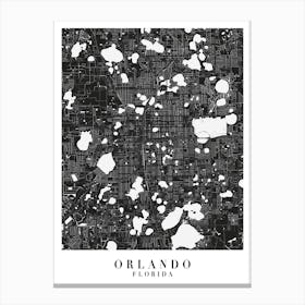 Orlando Florida Minimal Black Mono Street Map Canvas Print