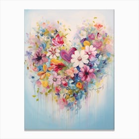 Wildflower Detailed Line Heart Painting 2 Canvas Print