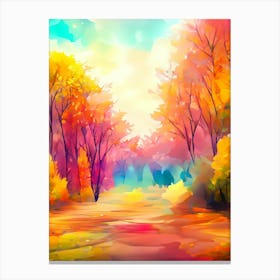 Watercolor Autumn Forest Canvas Print