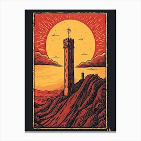 The Tower Tarot Card, Vintage 3 Canvas Print