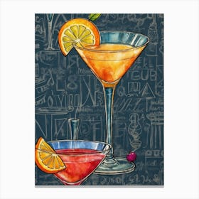 Watercolor Cocktail Painting 1 Canvas Print