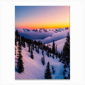 El Tarter, Andorra Sunrise Skiing Poster Canvas Print