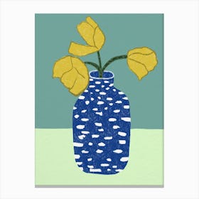 Blue Vase With Yellow Flowers Canvas Print