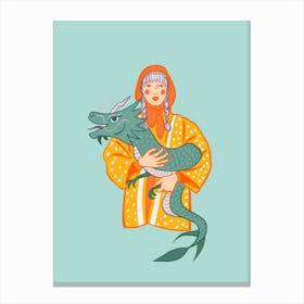 Girl Holding Dragon Canvas Print