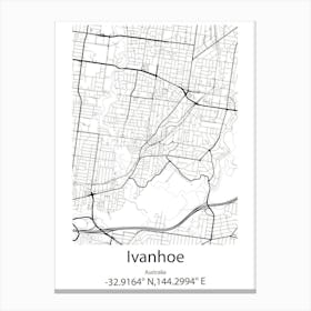 Ivanhoe,Australia Minimalist Map Canvas Print