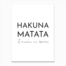 Hakuna Matata Typography Canvas Print
