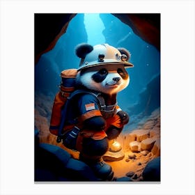 Explorer Panda Resting In The Cave Canvas Print