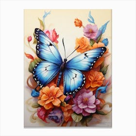 Butterfly And Flowers Canvas Print