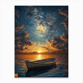 Boat At Sunset 5 Canvas Print