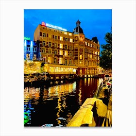 Amsterdam Hotel At Night Canvas Print