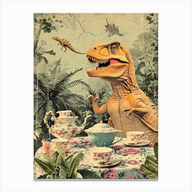 Kitsch Dinosaur Tea Party 4 Canvas Print