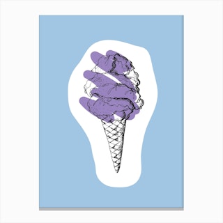 Kitchen Pop Ice Cream Blue Canvas Print