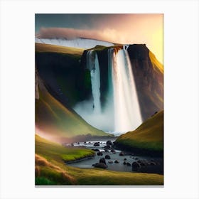 Skógafoss, Iceland Realistic Photograph (1) Canvas Print