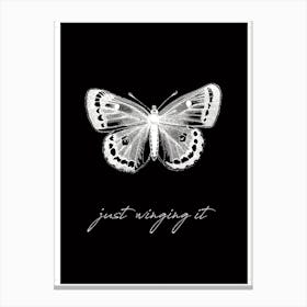 Just Winging It - Black Canvas Print