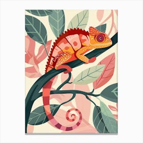 Coral Chameleon Modern Illustration 1 Canvas Print