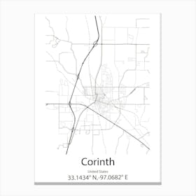 Corinth,United States Minimalist Map 1 Canvas Print