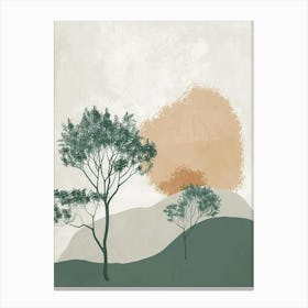 Peach Tree Minimal Japandi Illustration 4 Canvas Print