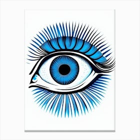 Psychedelic Eye, Symbol, Third Eye Blue & White 2 Canvas Print