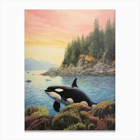 Realistic Orca Whale Storybook Style Illustration 4 Canvas Print