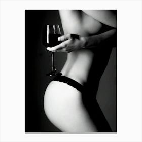 Bikini Woman Holding Glass Of Wine Canvas Print