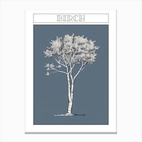 Birch Tree Minimalistic Drawing 2 Poster Canvas Print