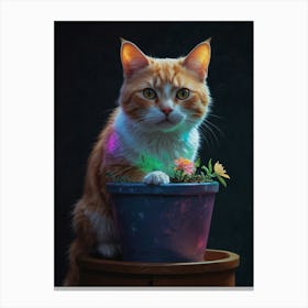 Cat In A Pot Canvas Print