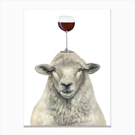 Sheep With Wineglass Canvas Print