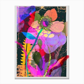 Poppy 2 Neon Flower Collage Canvas Print
