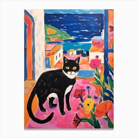 Painting Of A Cat In Ibiza Spain 3 Canvas Print