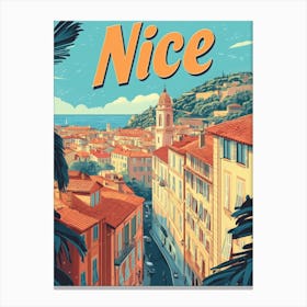 Aihrgdesign A Retro Travel Poster For Nice 4 Canvas Print