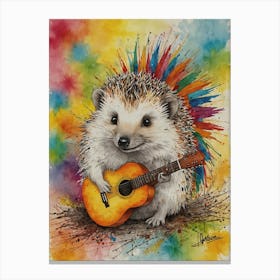 Hedgehog Playing Guitar 24 Canvas Print