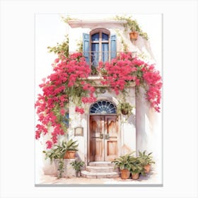 Amalfi, Italy   Mediterranean Doors Watercolour Painting 10 Canvas Print