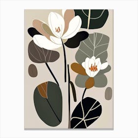 Bloodroot Wildflower Modern Muted Colours Canvas Print
