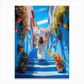 Blue Street In Morocco Canvas Print