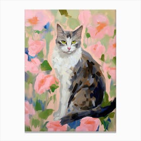 A Turkish Angora Cat Painting, Impressionist Painting 1 Canvas Print