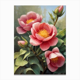 Three Pink Flowers Canvas Print