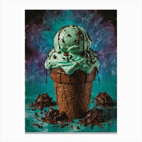 Ice Cream Cone With Chocolate Sauce Canvas Print