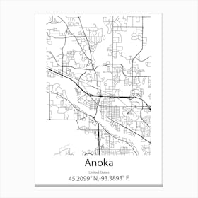 Anoka,United States Minimalist Map Canvas Print