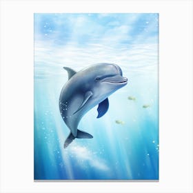 Dolphin In Ocean Realistic Illustration3 Canvas Print