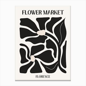 B&W Flower Market Poster Florence Canvas Print