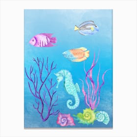 Exotic fishes watercolor Canvas Print