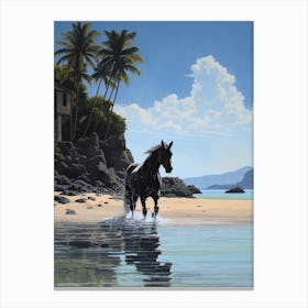 A Horse Oil Painting In El Nido Beaches, Philippines, Portrait 3 Canvas Print