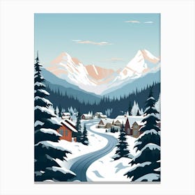 Retro Winter Illustration Banff Canada 3 Canvas Print